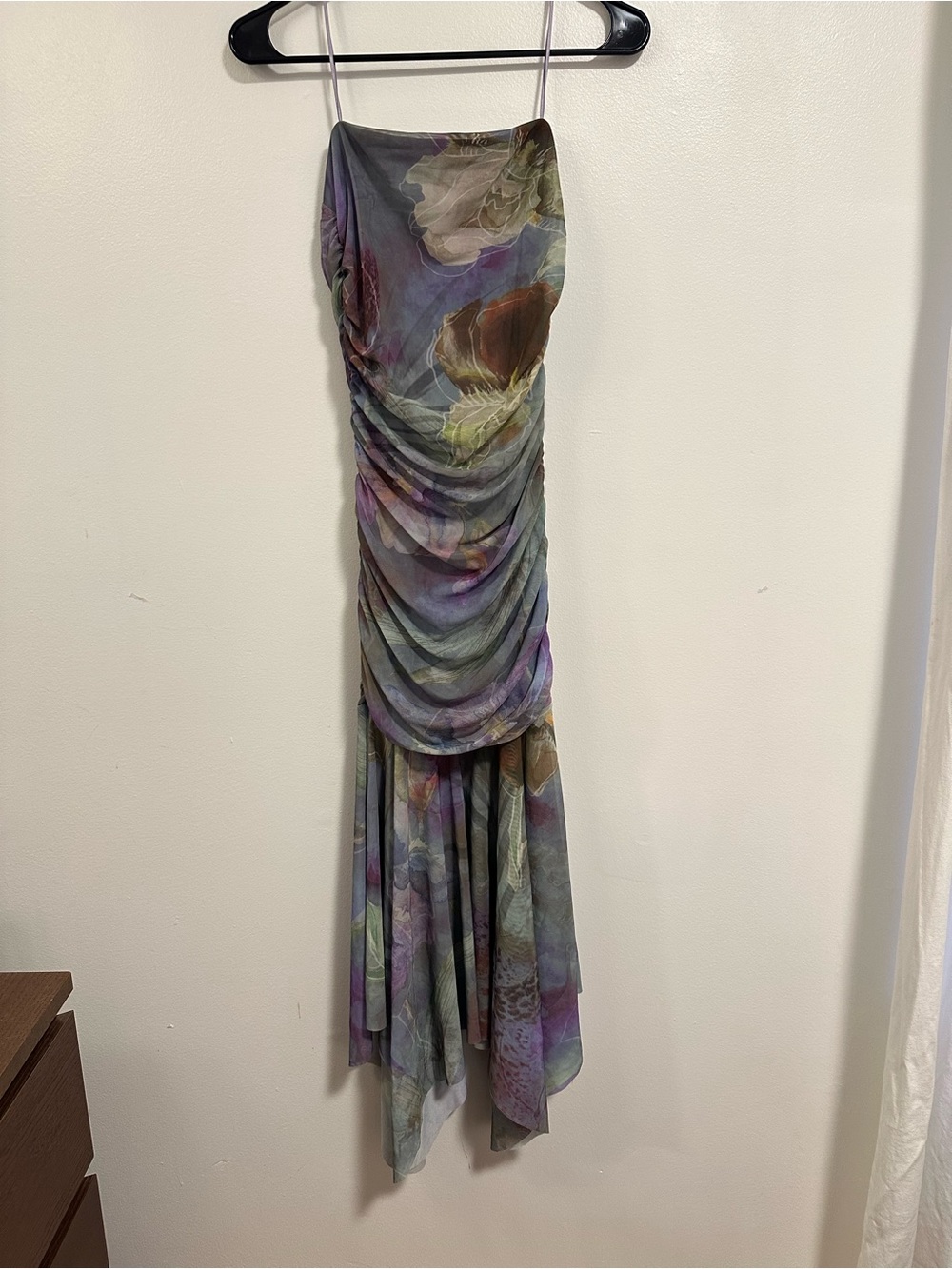 Dynamite Lavender Multi Floral High-Low Slip Dress